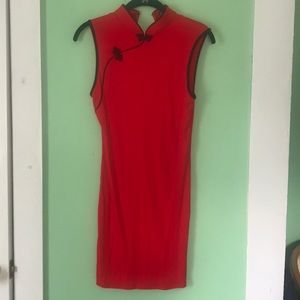 Chinese inspired red body-con dress